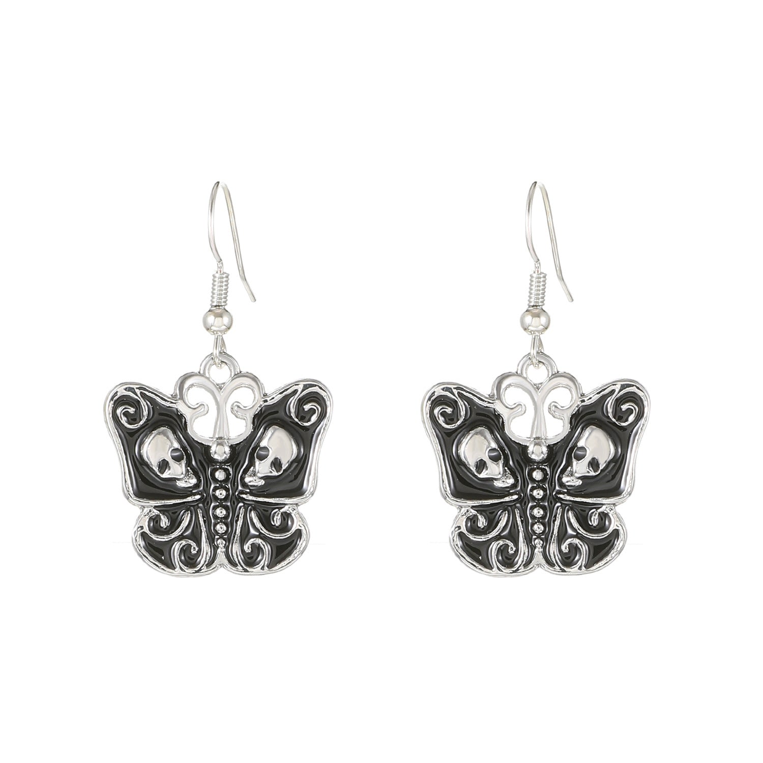Wholesale Halloween Half Skeleton Crescent Gothic Exaggerated Alloy Earrings